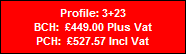 Profile: 3+23
BCH:  �449.00 Plus Vat
PCH:  �527.57 Incl Vat