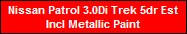 Nissan Patrol 3.0Di Trek 5dr Est
Incl Metallic Paint