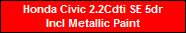 Honda Civic 2.2Cdti SE 5dr
Incl Metallic Paint